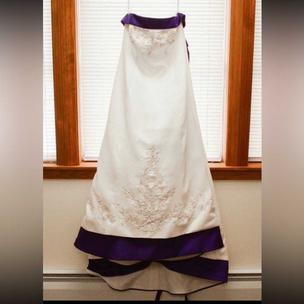 Alfred Angelo Ivory and Purple Wedding Gown
